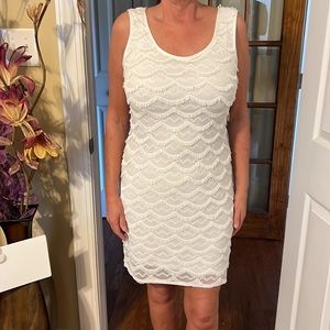 Sandra Darren, white, length just above the knee, new with tag